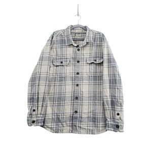 Bearbottom Heavyweight Flannel Overshirt Mens XXL Blue Plaid LS Button Up Cotton